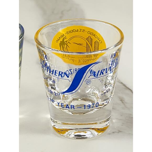 Southern Airways Airline Shot Glass 21th 25th Anniversary 70s x3 New Vintage - Picture 4 of 15